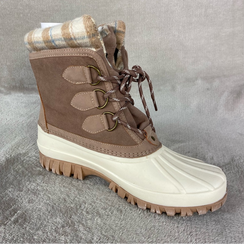 Skechers Windom Boots Womens Size 8 Tan Waterproof Duck Snow Winter Faux Fur NEW - Picture 6 of 13